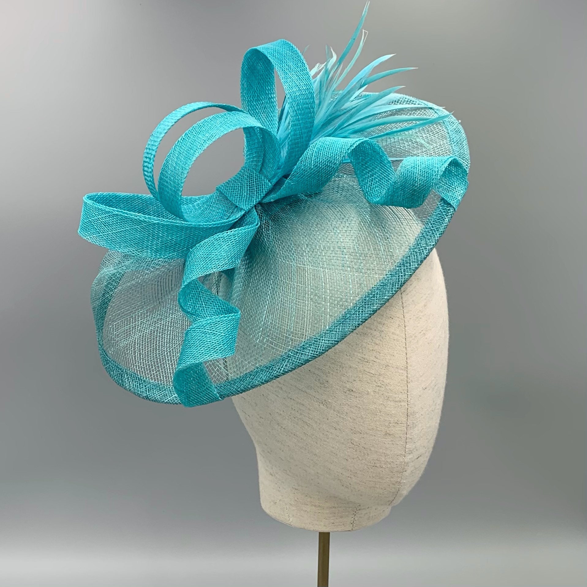 Aqua Blue Fascinator Hatinator Wedding 