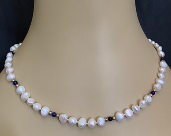 Baroque single strand pearl necklace, Baroque pearl, Silver Clasp, necklace, bead necklace, mid century, Vintage Jewellery, necklaces
