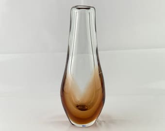 Mid-Century Murano Sommerso Vase: Amber Art Glass, 60s Italian Decor