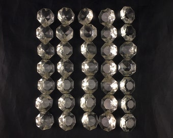 Vintage Art Deco Chandelier Prisms: Octagonal Crystal Beads