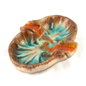 Mid Century Studio Pottery Ashtray: Hand-Painted Glazed Ceramic
