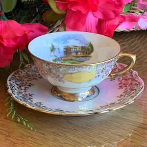 Vintage Bavarian Demitasse Cup & Saucer: Iridescent Glazed Espresso Set
