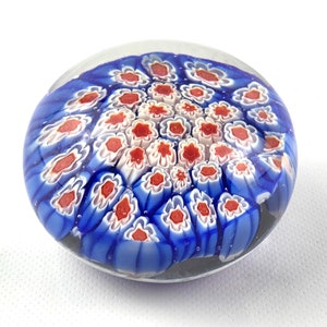 Millefiori paperweight, crystal paperweight, mid century crystal, art glass, vintage crystal, home and living, Office, Paperweights