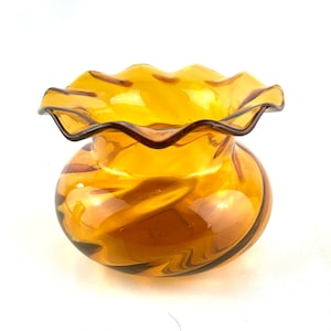 Vintage Amber Glass Bowl: Bohemian Mid-Century Decor