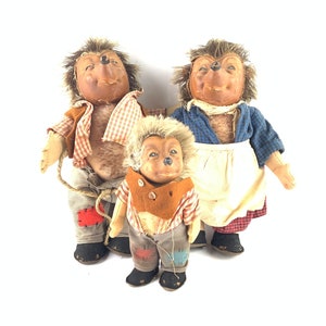 Vintage Steiff Mecki Family: German Hedgehog Soft Toys