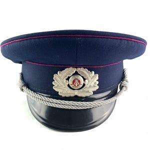 Vintage visor hat, East German hat, Fire service, Officers hat, Army cap, NVA, DDR, collectables, Military hat, Memorabilia, Militaria