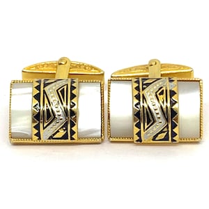 Mid century Cuff links, Damascene cuff links, Gold plated, Vintage cuff links, Designer Jewellery, Collectables, Accessories, Cuff links