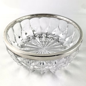 Vintage crystal bowl, gorgeous sterling silver rim from Germany, Mid Century bowl, Candy bowl, German bowl, decorative bowl, Serving bowls