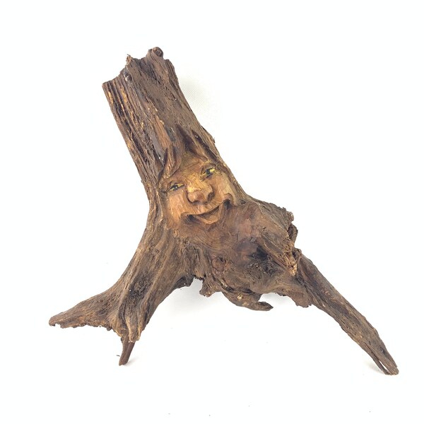 Vintage carving, tree spirit carving, Wooden carving, Wood spirit, hand carved, rustic, Art and collectables, Home Decor, Wall hanging
