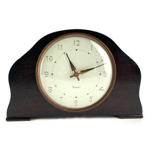 Vintage Westclox Mantel Clock: Wooden Mechanical Desk Clock