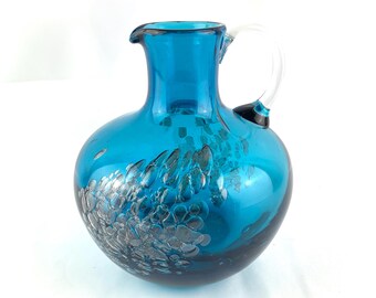 Jarrón de cristal Florida Schott Zwiesel azul intenso de mediados de siglo: diseño de Heinrich Loffelhardt