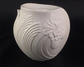 M. Frey Kaiser Porcelain Candlestick: 70s German Op Art Decor