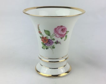 Vintage trumpet vase, bud vase, miniature floral, German porcelain, mid century porcelain, porcelain vase, home decor, home and living