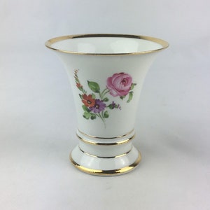 Vintage German Porcelain Bud Vase: Mid-Century Floral Trumpet Vase