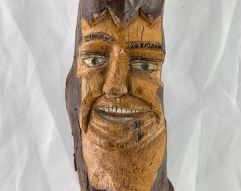 12 High FRED GERBER Hand-Carved Wood SCULPTURE Phallic Man Bust Portrait Carving Modern Folk Outsider Art Brut wooden eames era