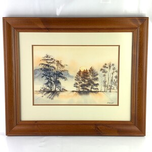 Dipinto ad acquerello con cornice vintage: Sunset Art firmato