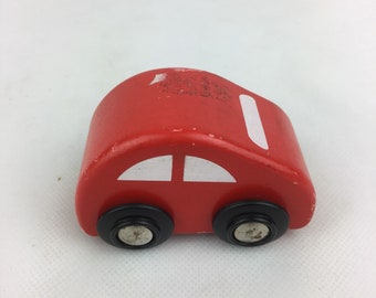 Coche de juguete de madera alemán antiguo: juguete infantil coleccionable