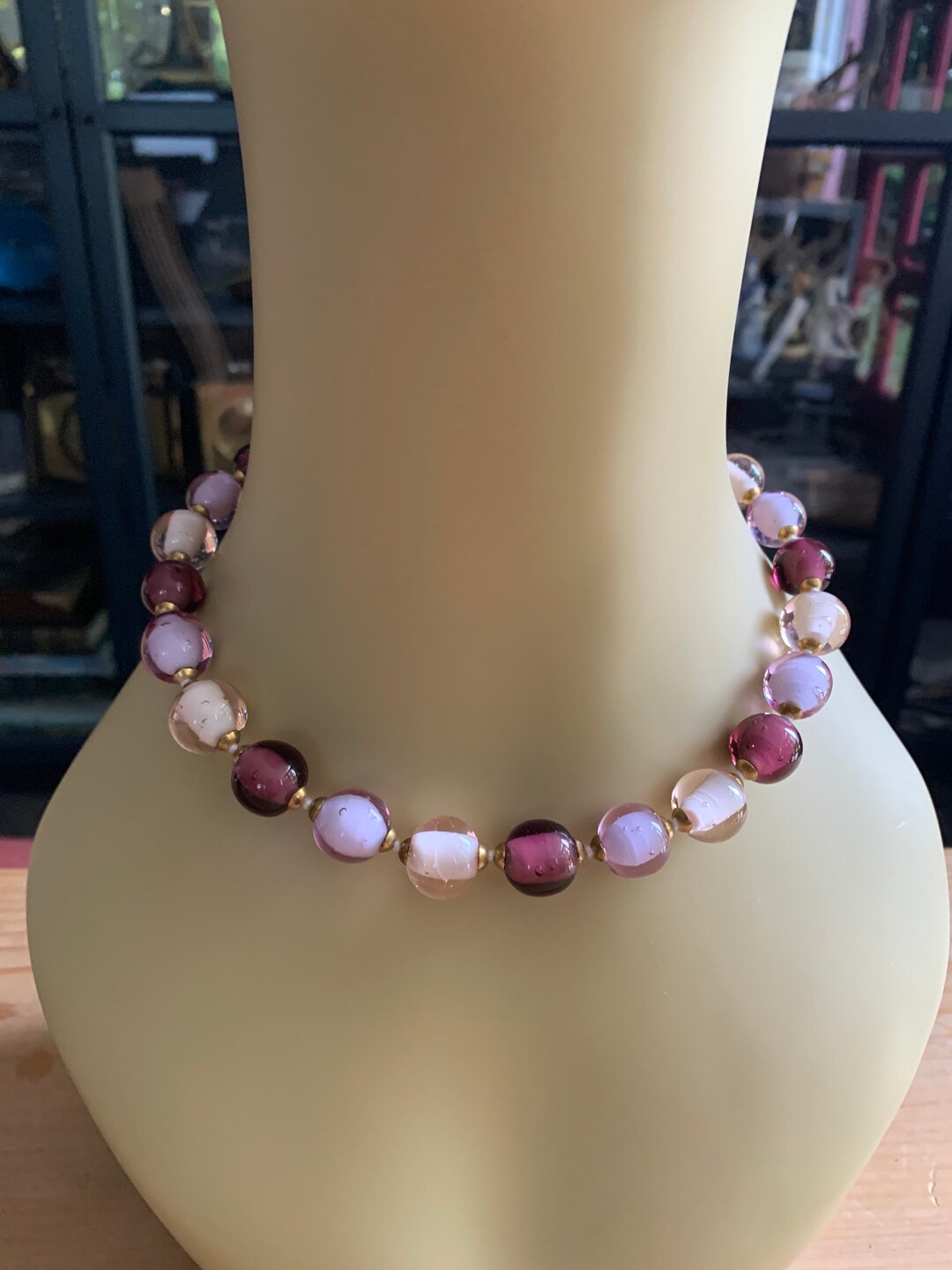 Collier Vintage En Verre De Murano - Occasion, Bijou Ancien Coloré