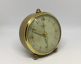 Dugena Alarm clock, vintage Alarm clock, German Alarm Clock, 50s retro clock, Vintage Desk Clock, Office Clock, Mechanical Clock