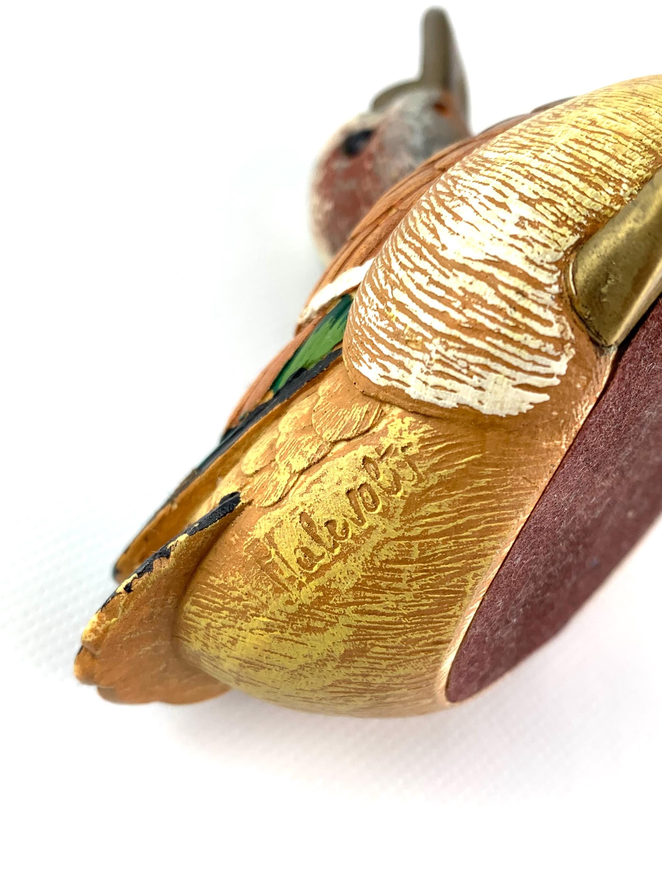 Elli Malevolti Duck Figurine: Hand-carved, Hand-painted Italian