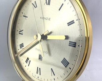 Vintage Kienzle Chronoquartz Desk Clock, German Brass, 1970s - Etsy