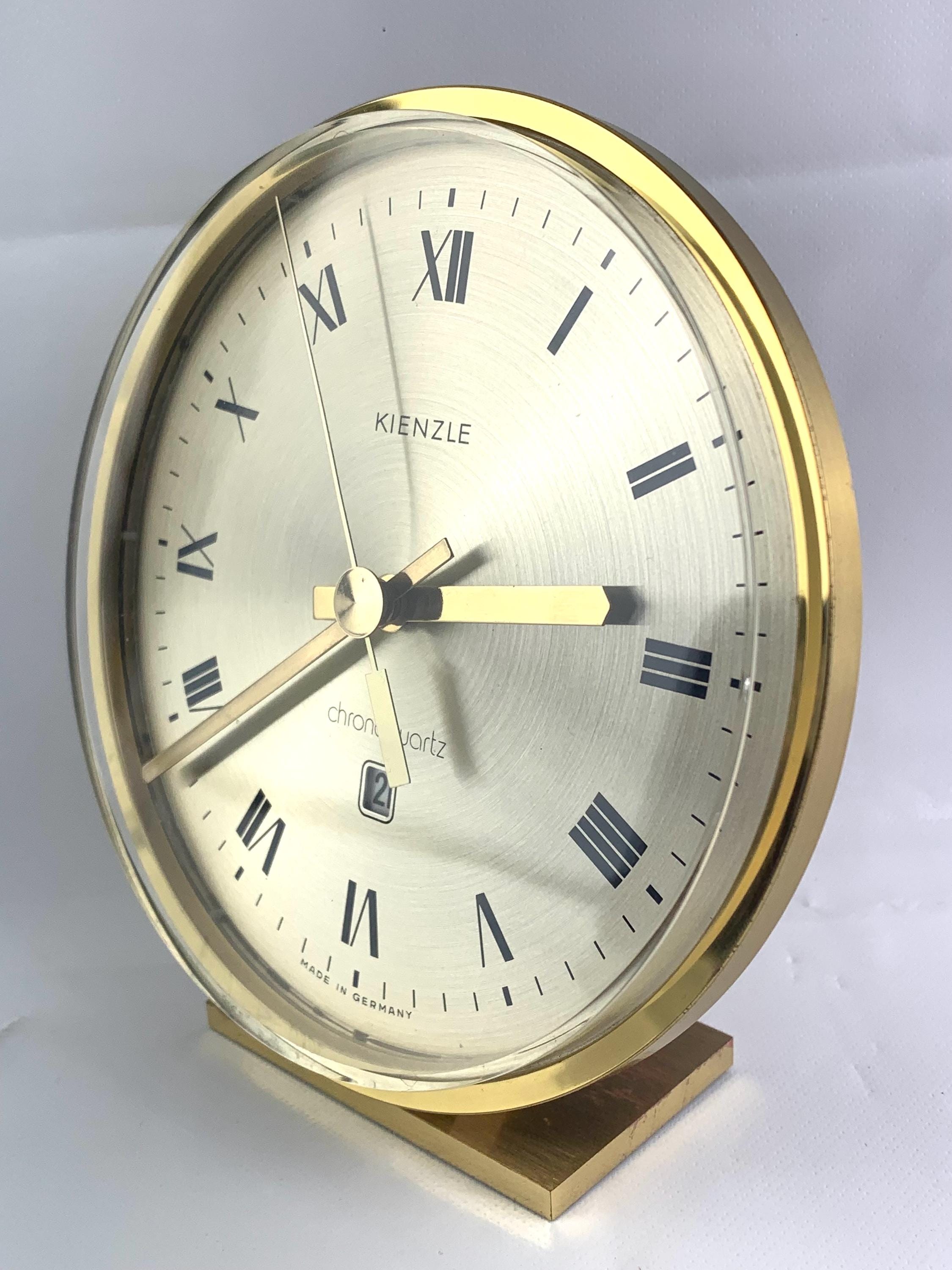 Vintage Kienzle Chronoquartz Desk Clock, German Brass, 1970s - Etsy