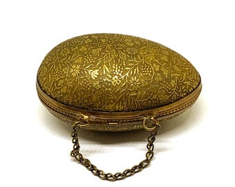 Antike Viktorianische Messing/Rosenkranz Fingerhut-Box: Schmuckschatulle in Eiform