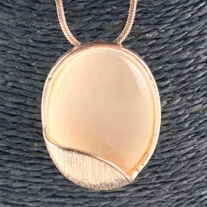 Vintage Pierre Cardin Necklace: Moonstone Pendant, Rose Gold Chain