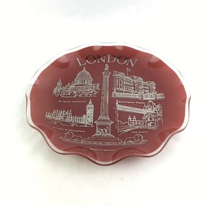 Vintage London Glass Plate: British Landmarks Wall Decor