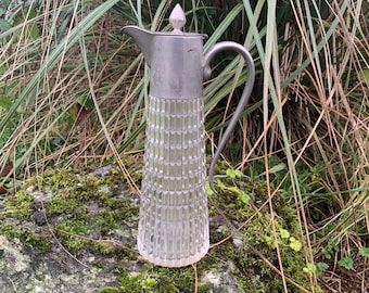 Vintage claret jug, Mid century Jug, cut glass Jug, Crystal jug, Wine jug, silver Plated, Water jug, Home and living, Home decor, Pitchers