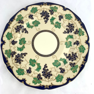 Rare Rosenthal Cabinet Plate: Hand-Painted Grapes, Cobalt Blue, Gold Accent