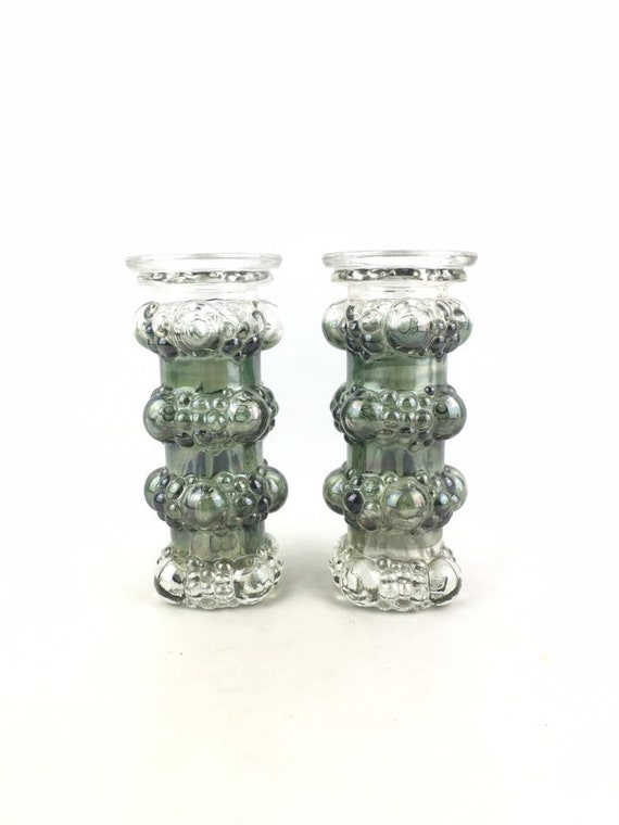 French Glass Bubble Vases Heavy Glass Vintage Glass Mid Etsy