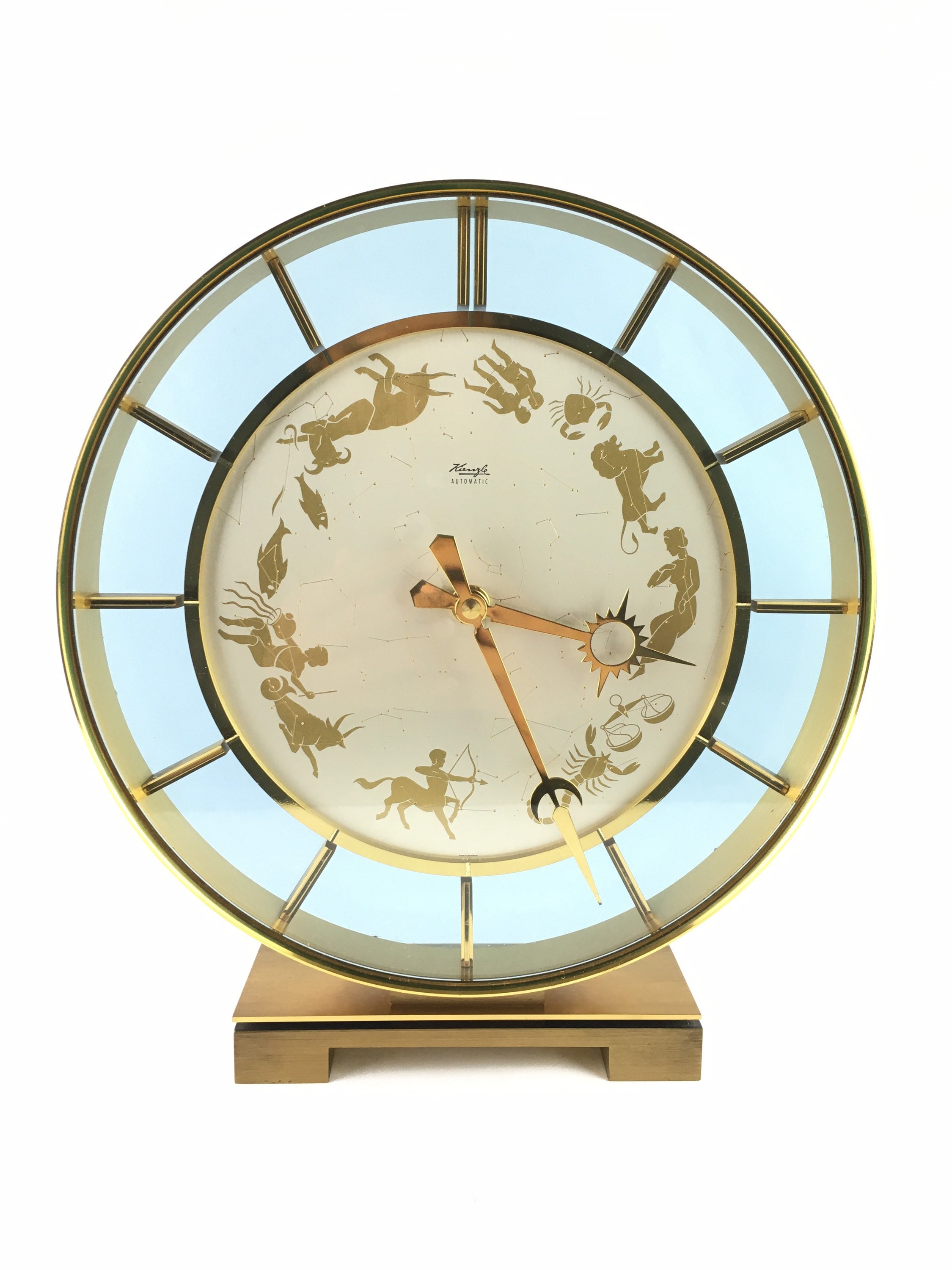 Rare Kienzle Zodiac Desk Clock: Heinrich Muller Mid-century German
