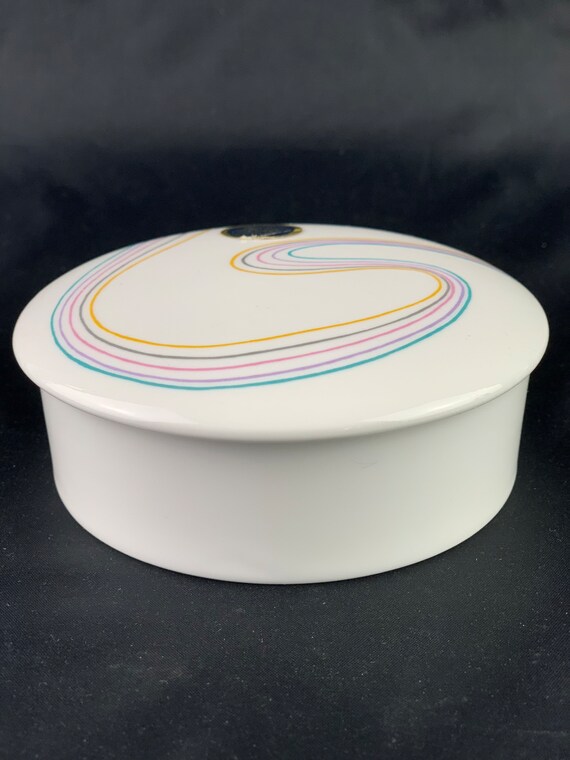 Retro trinket box, Gerold porcelain, candy stripe… - image 2