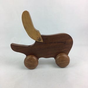 Vintage Handmade Wooden Hippo Toy: Scandinavian Nursery Decor