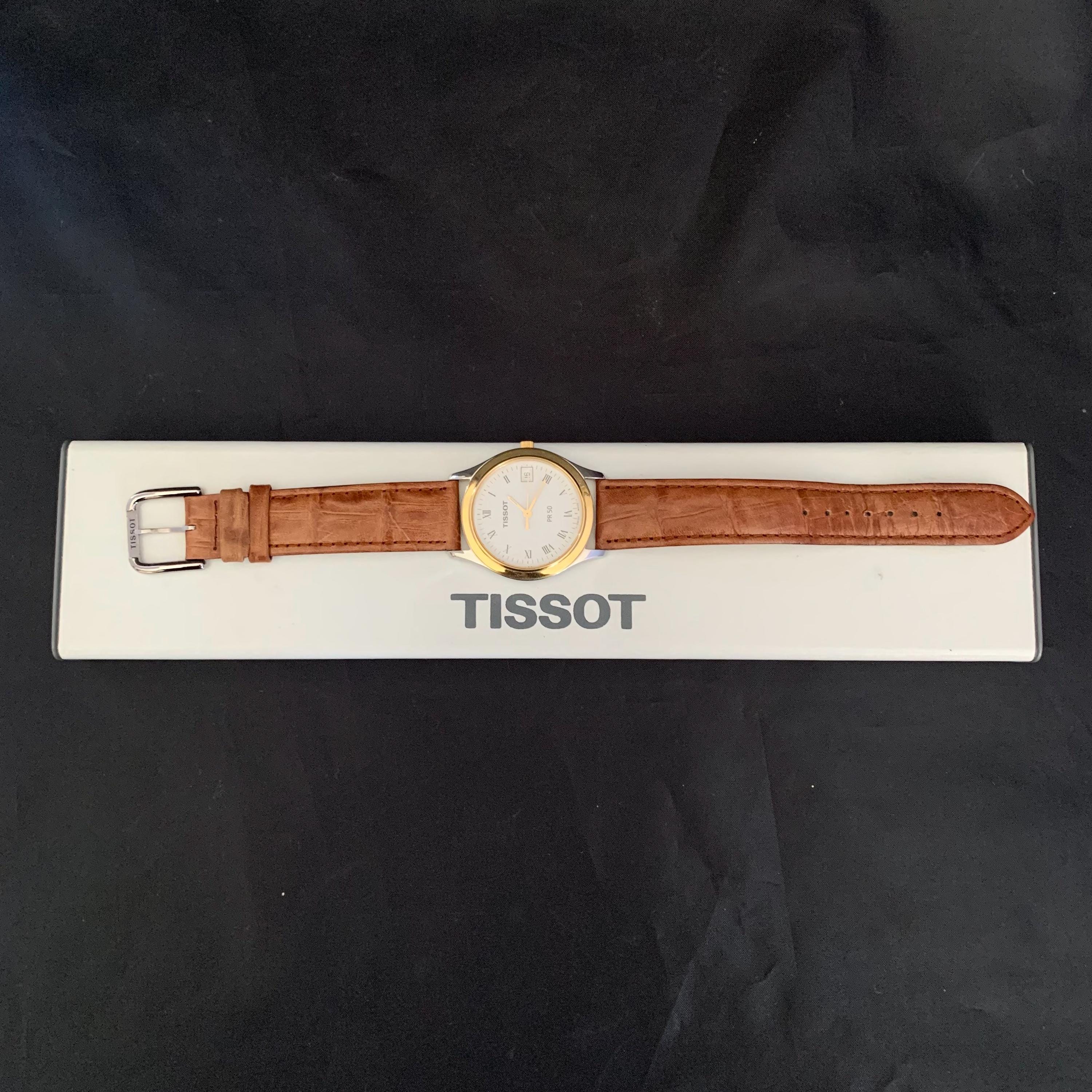 Vintage Tissot PR50 Watch: Swiss Quartz, Brown Leather Strap - Etsy