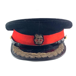 Vintage visor hat, British army hat, Brigadier dress cap, Officers hat, Army cap, Vintage collectables, Military hat, Memorabilia, Militaria