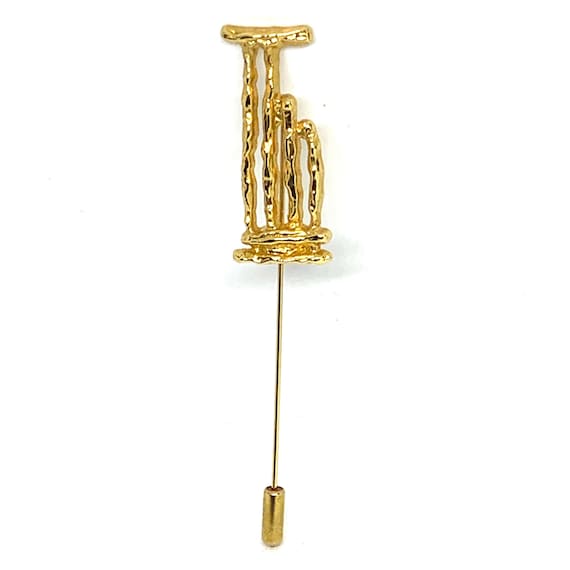 Broche Paris Dorée "Un Jour Ailleurs" - Épingle Pour Chapeau Ou Veste - 9,4 Cm