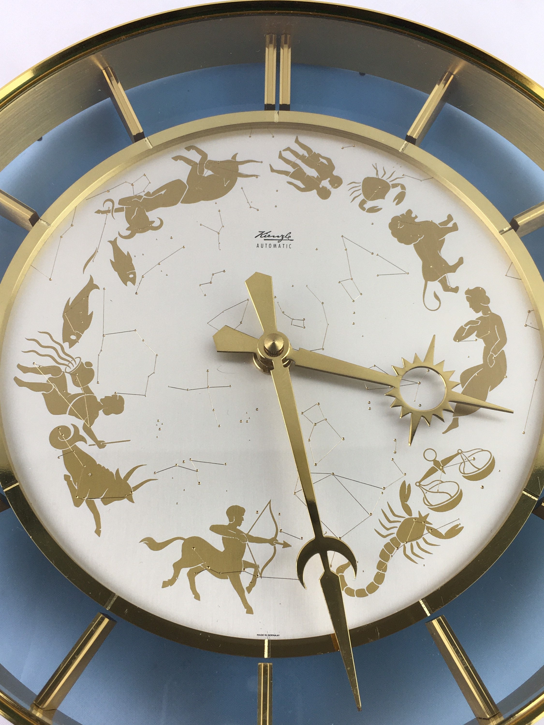 Rare Kienzle Zodiac Desk Clock: Heinrich Muller Mid-century German