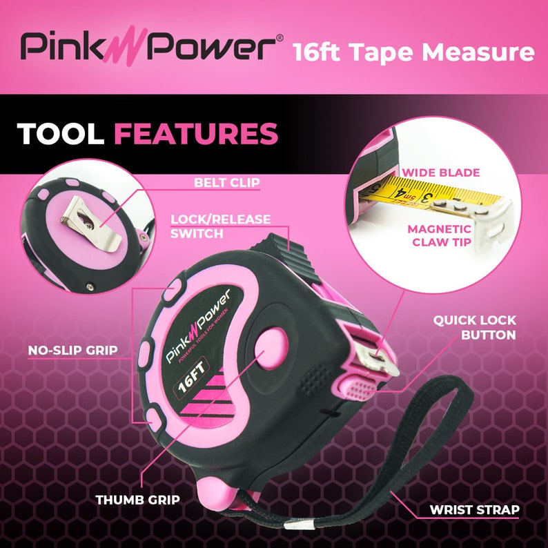 Pink Power 16ft Pink Tape Measure Pink Measuring Tape Etsy