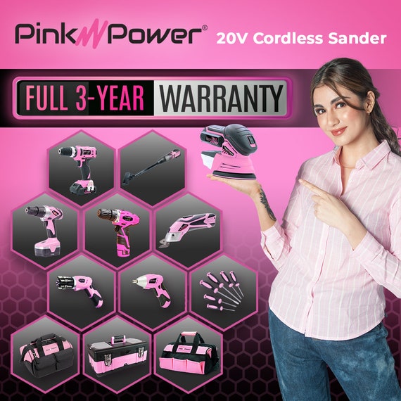 Pink Power Lijadora de detalles para carpintería Lijadora manual eléctrica  inalámbrica de 20 V para muebles de madera, mini herramienta de lijadora de