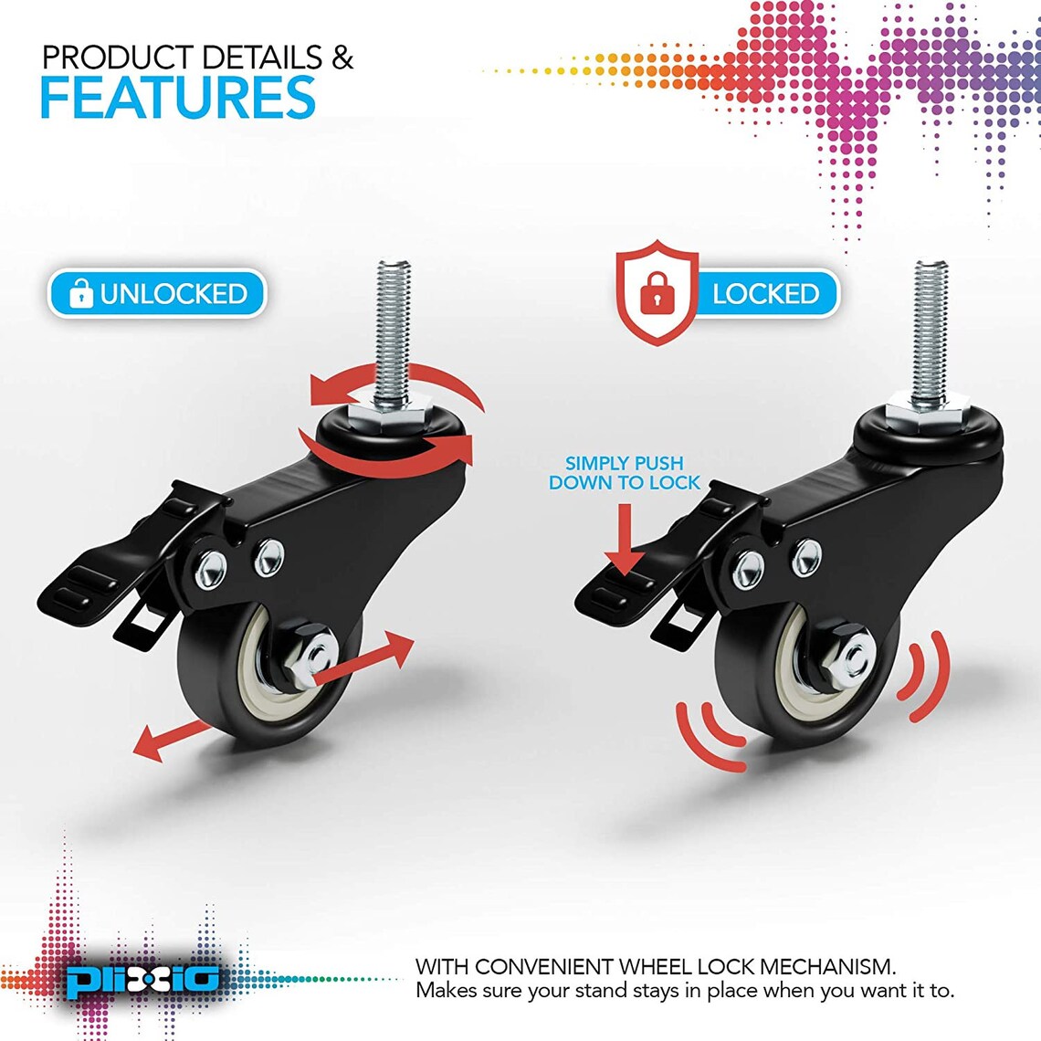 Plixio Piano Keyboard Stand Caster Wheels Set of 4 Replacement Etsy