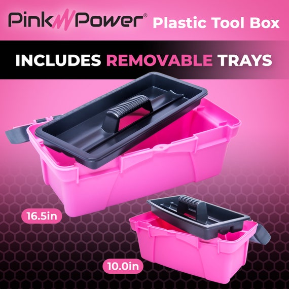 Pink Power Pink Tool Box for Women Sewing, Art Craft Organizer Box