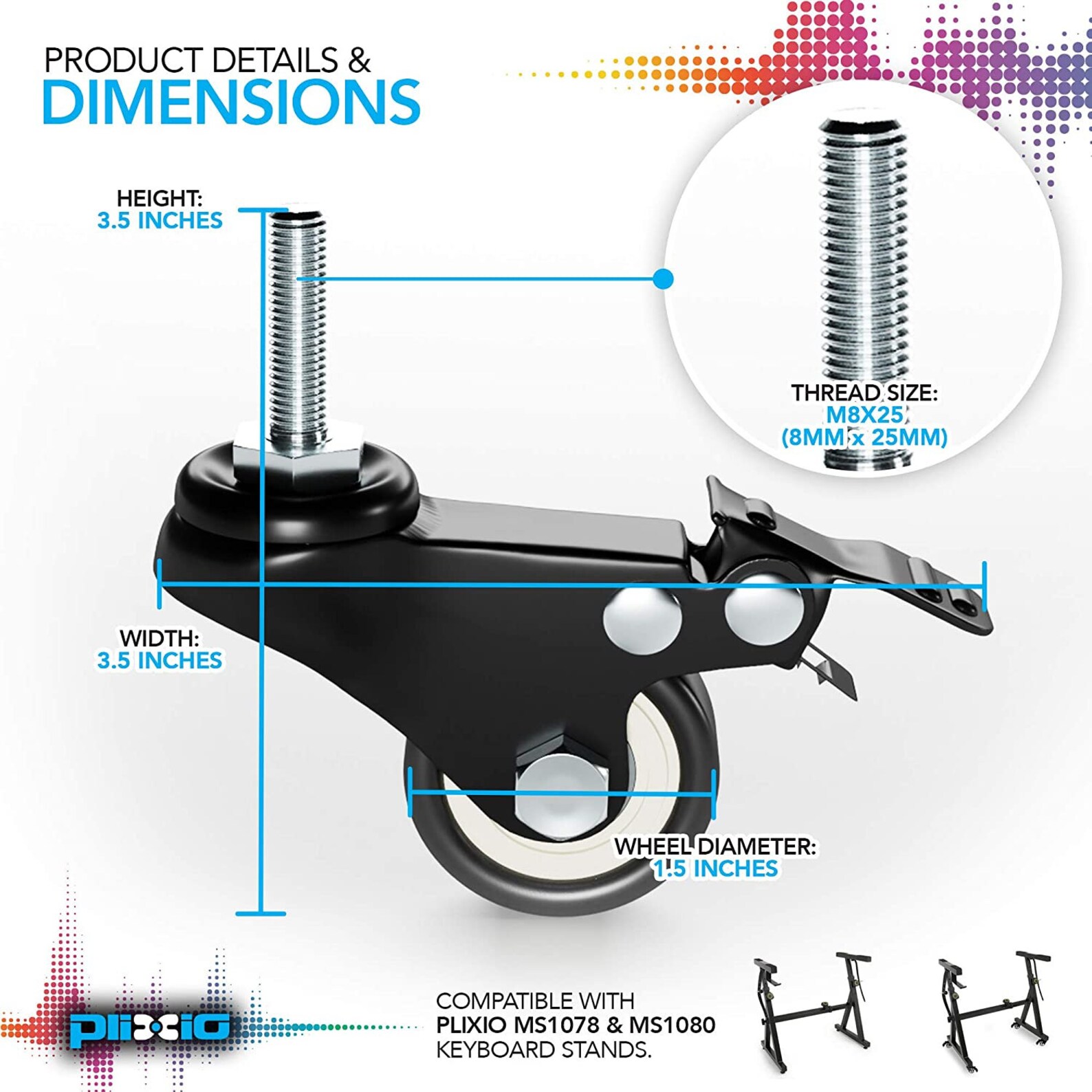 Plixio Piano Keyboard Stand Caster Wheels Set of 4 Replacement Etsy