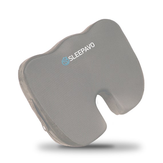 Sleepavo Memory Foam Seat Cushion for Sciatica, Coccyx, Back, Tailbone &  Lower Back Pain Relief