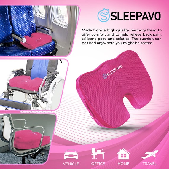 Plixio Memory Foam Seat Cushion and Lumbar Back Support Pillow- Chair Pillow for Sciatica, Coccyx, Back & Tailbone Pain