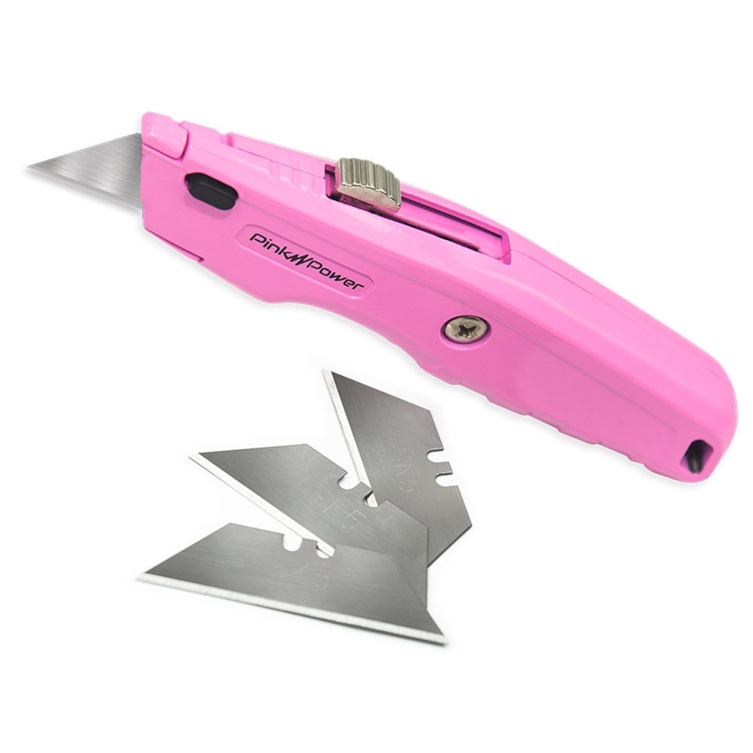 PINK BOX CUTTER / UTILITY KNIFE - All Purpose, Retractable, Multi