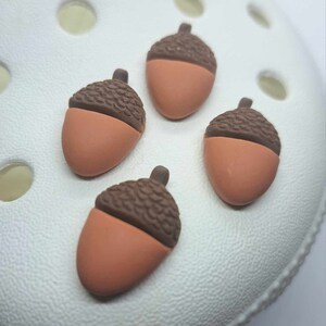 4PC Resin Fall Acorn Shoe Charms,  Clogs, Autum, Hayride, Nuts