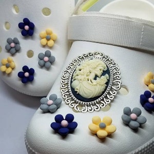 Zombie Bride Shoe Charm Set, 13 PCS, Flowers, Undead, 20mm, 30mmx40mm, Blue, Grey, Yellow, Spring, Summer, Wedding, Paranormal, Clogs