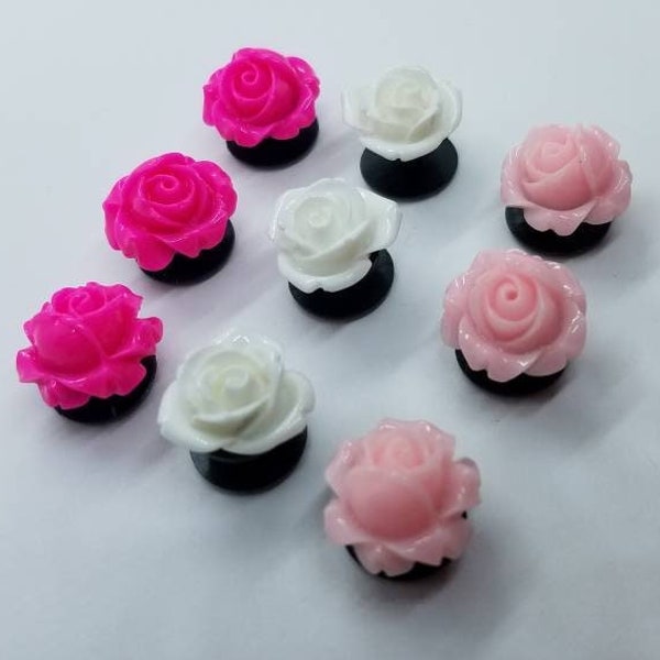 Shades Of Pink Roses Shoe Charm Set, 9 Pcs, 16mm, Spring, Summer, Flowers, Floral, Wedding, Girly, Sweet, Neon